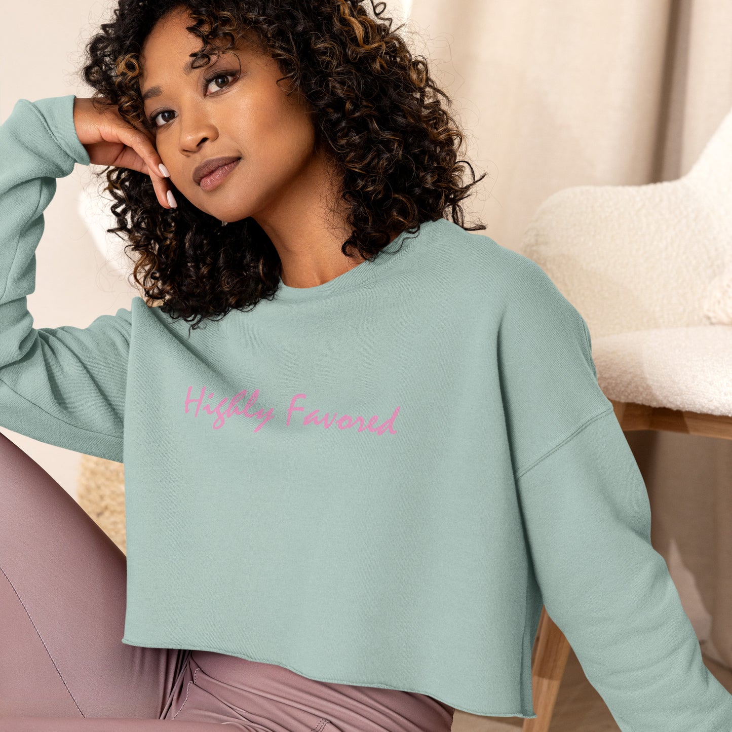"Highly Favored" Crop Sweatshirt